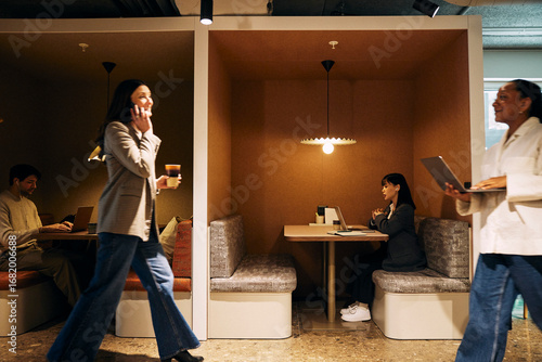 Business employees busy working in coworking office