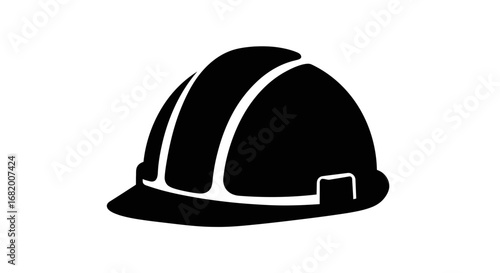 Construction Safety Helmet Icon – Hard Hat Silhouette Symbol