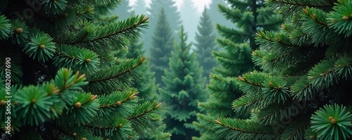 Tranquil Evergreen Pine Forest Majestic Winter Woods Backdrop for Nature Projects