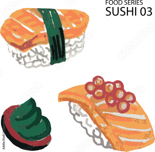 vector illustration set of sushi 03