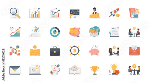 A modern set of flat medical icons for web design, business, and social media marketing