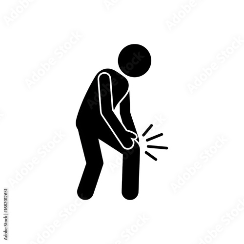 Icon of a person experiencing knee pain, needing treatment