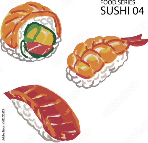 vector illustration set of japanese food sushi 04