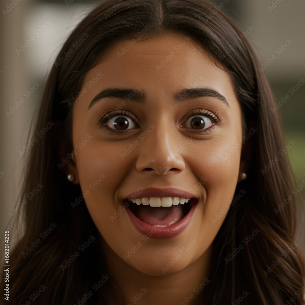 Fototapeta premium Close-up of Smiling Young Woman with Happy Expression