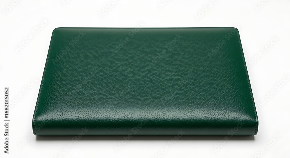 Fototapeta premium Emerald Green Leather Wallet - Minimalist Design on White Background, Studio Lighting.