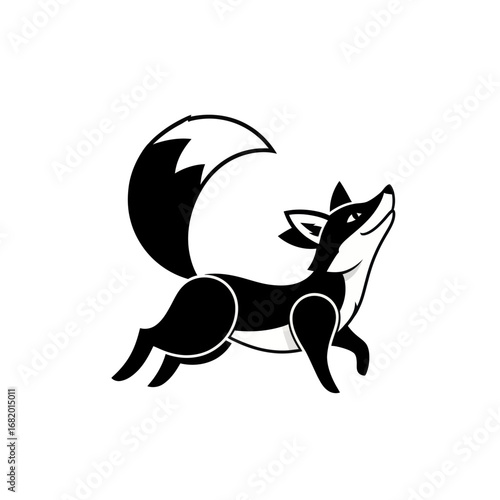 Stylized Leaping Fox Illustration.