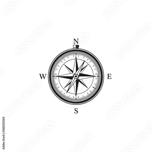 Vintage Compass Illustration - Detailed Navigation Graphic.