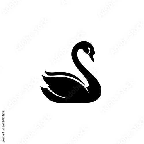 Black Swan Silhouette - Elegant Waterbird in Detailed Profile.