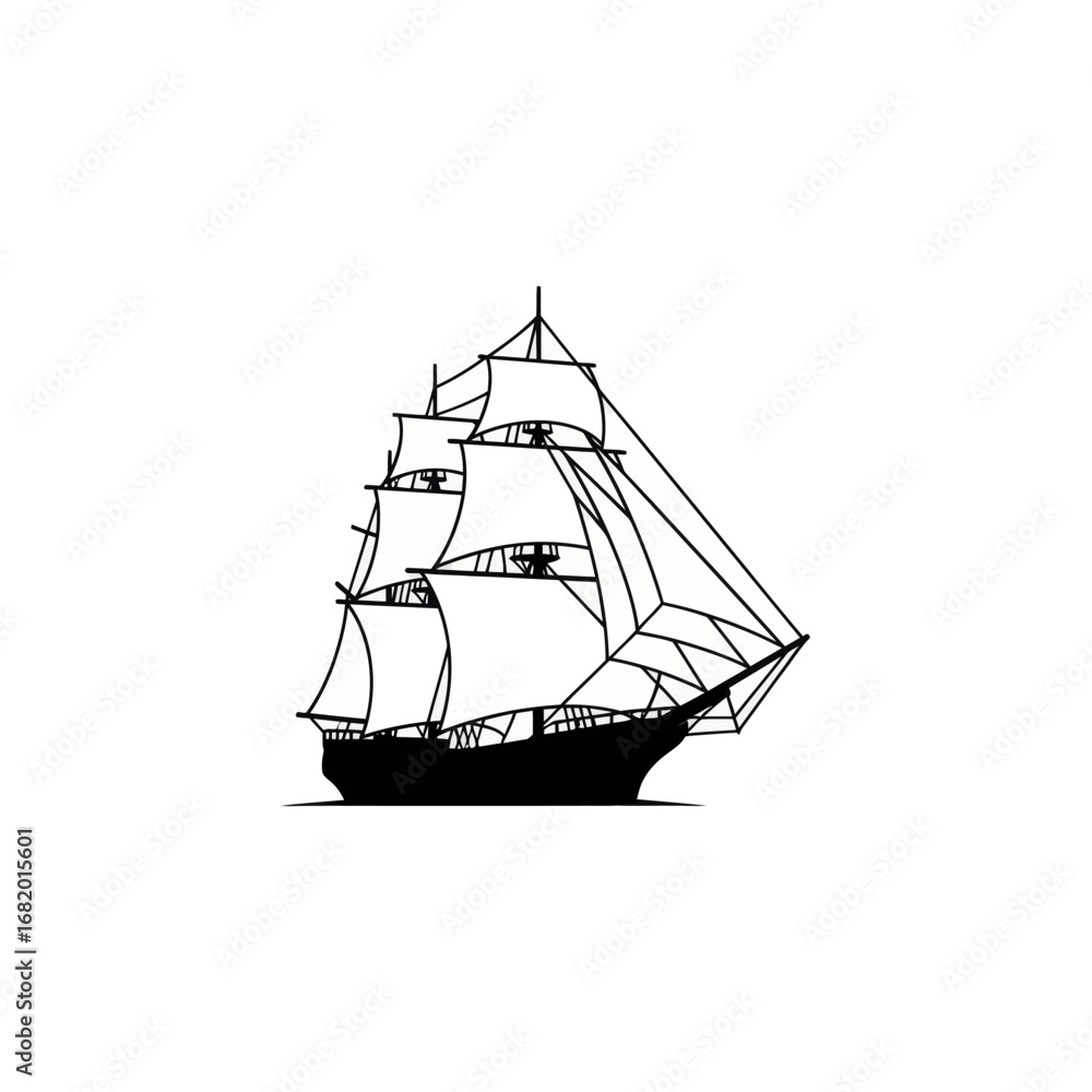 custom made wallpaper toronto digitalDetailed Illustration of a Three-Masted Sailing Ship.