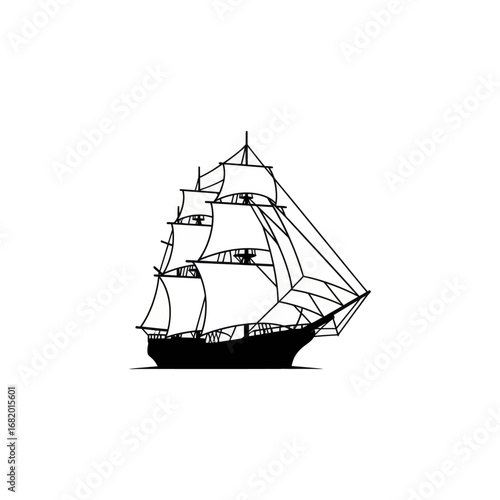 Wallpaper Mural Detailed Illustration of a Three-Masted Sailing Ship. Torontodigital.ca