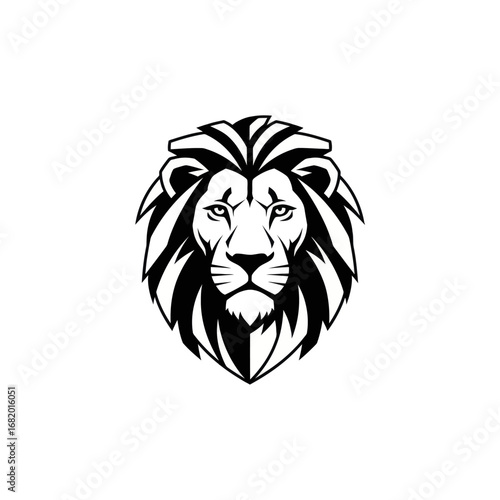 Powerful Lion Head - Black and White Majestic Wildlife Portrait.