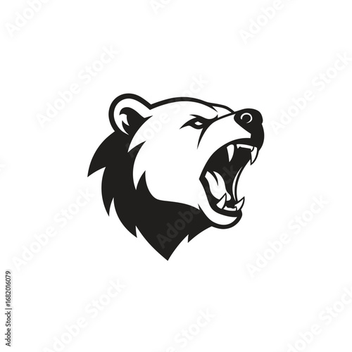 Roaring Bear Head Vector Graphic.