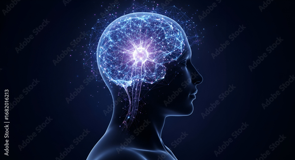 Obraz premium Abstract brain network illustration showcases human intelligence and knowledge