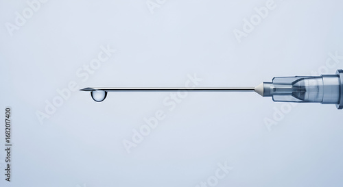 Precise moment capturing needle tip with hanging droplet for medical contexts