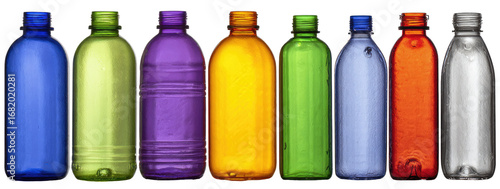 Row of colorful plastic bottles (1)