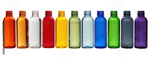 Row of colorful plastic bottles (2)