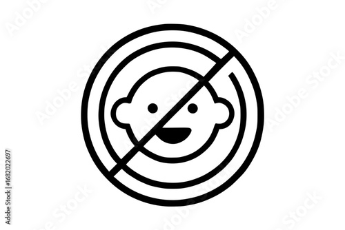 Prohibition Sign of a Baby Face Icon on a Pastel Green Background
