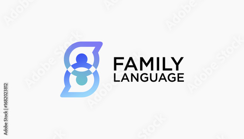 Chat design logo, people talking family together human unity chat logo vector icon template element
