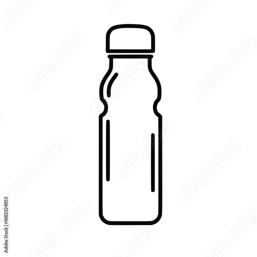 A simple outline drawing of a water bottle, ideal for hydration, fitness, and sustainable lifestyle concepts in a clean, modern style.