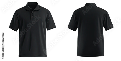 Dark gray polo shirt, front and back views (1)