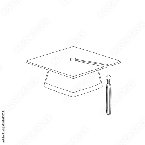 Graduation cap with tassel outline