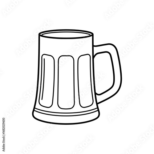 Outline of a beer mug with vertical ridges.