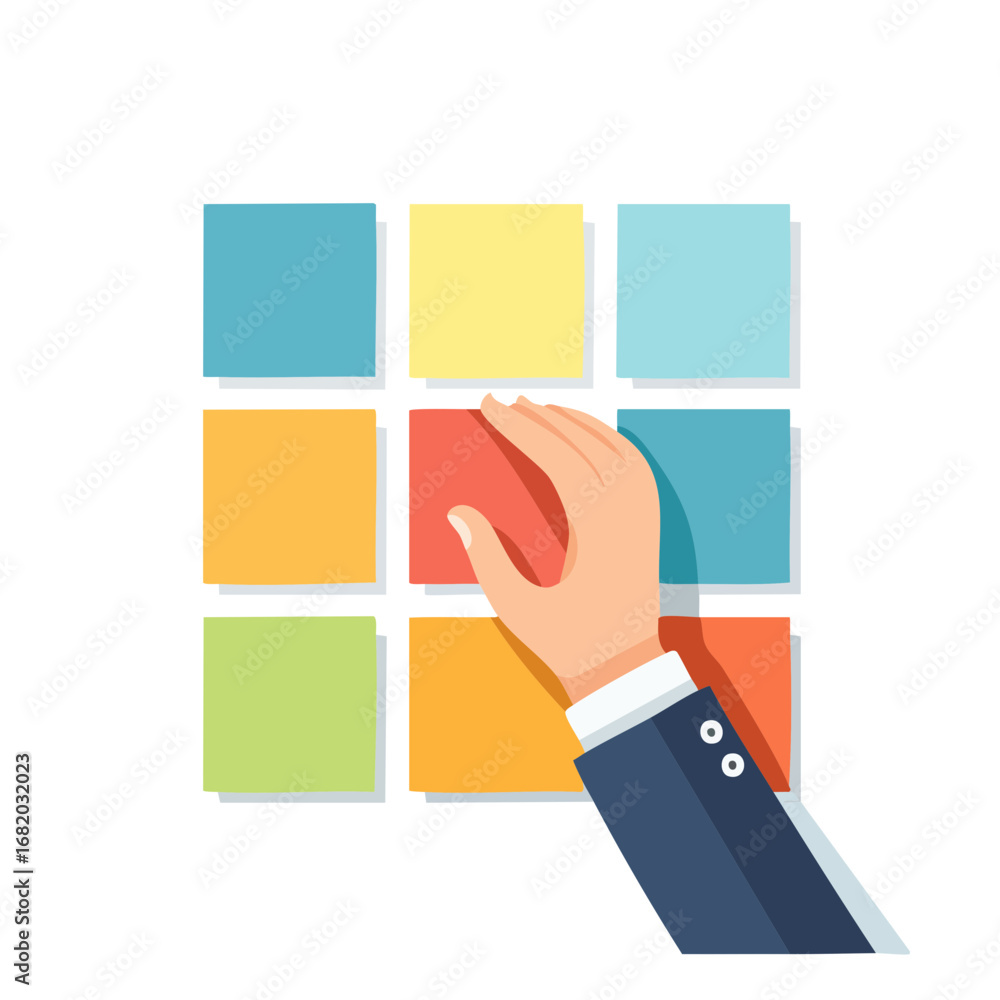 Hand Selecting A Colorful Post-It Note Hand Selecting A Colorful Post-It Note