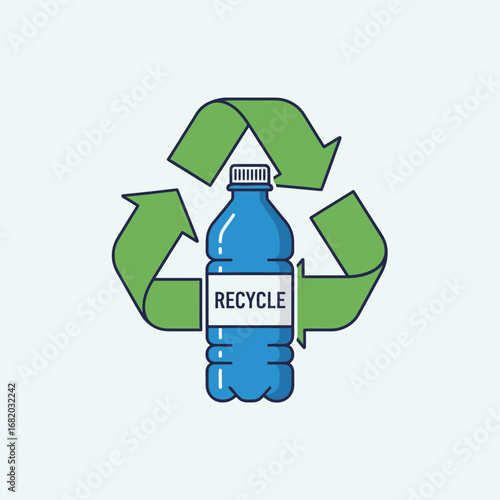Plastic bottle with recycle symbol represents environmental awareness and waste reduction.
