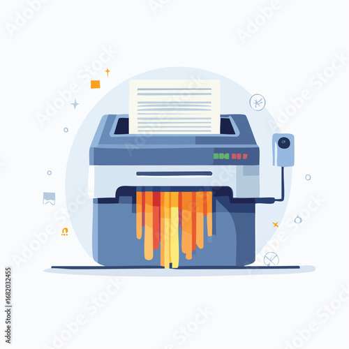 Colorful Modern Flat Design Printer Shredding Paper