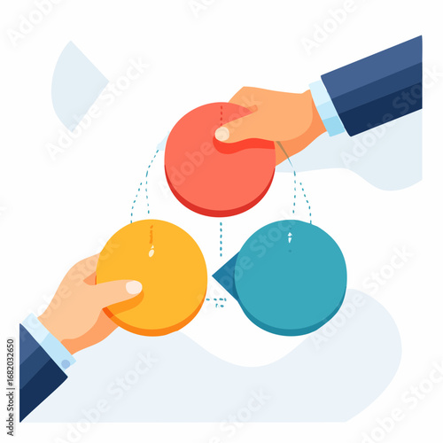 Business Collaboration Hands Holding Colorful Circles