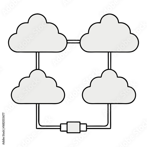 Cloud Computing Illustration: Illustrative depiction of a cloud computing infrastructure, visually representing data storage, processing, and network connectivity, ideal for tech-related concepts.