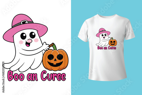 Halloween T-shirt design costume template. Happy Halloween scary trendy vector t-shirt design. Halloween vector clothing apparel t-shirt design