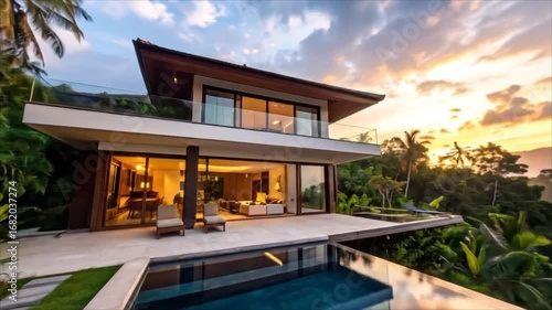 Wallpaper Mural Modern luxury house with infinity pool Torontodigital.ca