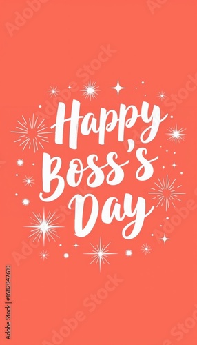 Happy Boss's Day card with festive design and sparkling decorations  