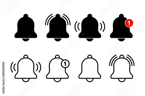 Bell icon logo design. Notification sign and symbol for web site design