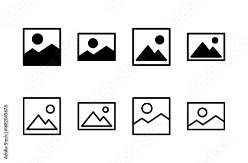 Picture icon logo design. photo gallery sign and symbol. image icon