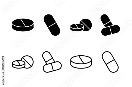 Pills icon logo design. capsule icon. Drug sign and symbol