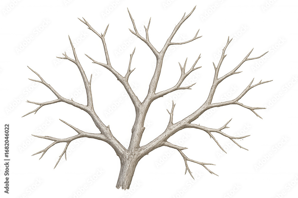 Fototapeta premium Bare tree branches spreading, silhouetted against transparent backdrop, creating minimalist nature graphic design element