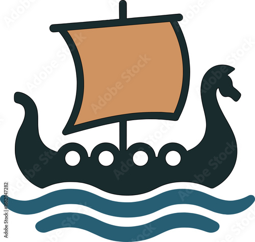 Illustration of a simple Viking ship logo vector template