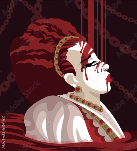 creepy bloody countess in a torture chamber