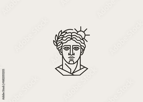 A geometric style line art Apollo logo, representing light, music, knowledge, and harmony in Greek mythology