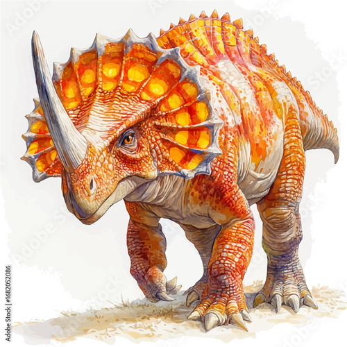 watercolor vector of Protoceratops, isolated on a white background.