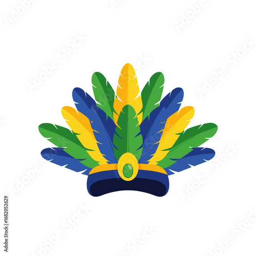 Carnival crown with yellow and green feather design