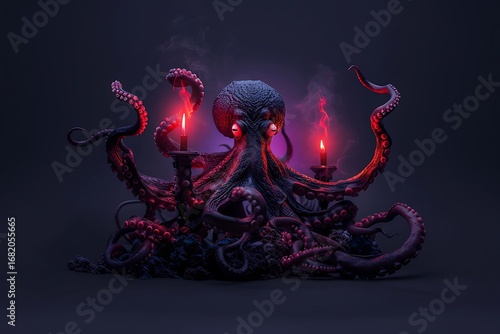Radiant octopus tentacles glowing in shadows high resolution picture