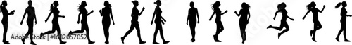 set of Vector silhouette of a woman.
