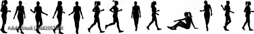 set of Vector silhouette of a woman.
