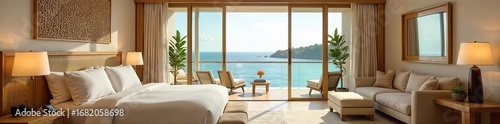 Luxurious honeymoon suite with ocean view, private balcony, and plush amenities Perfect for romantic getaways and celebrating newlywed bliss Enjoy unparalleled comfort and elegance , sky, vacation