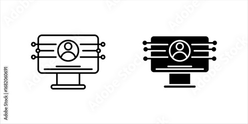  account, user data line icon set.