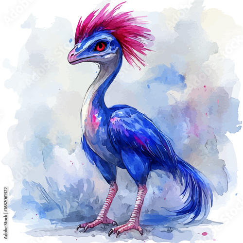 watercolor vector of Oviraptor, isolated on a white background.