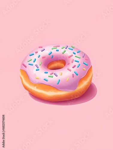 Colorful Donut and Candy Vector Art: Delicious Sweet Treat for Desserts and Celebrations on Pink Background